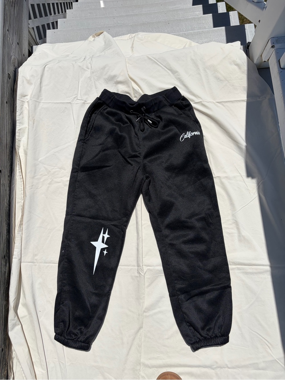 SHEIN Black Jogger Sweatpants with White Star Graphic